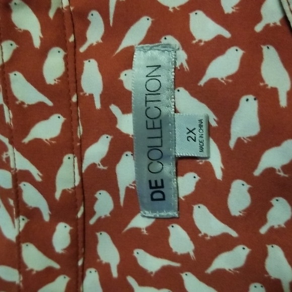 Whimsical bird long sleeve blouse. - Picture 8 of 8